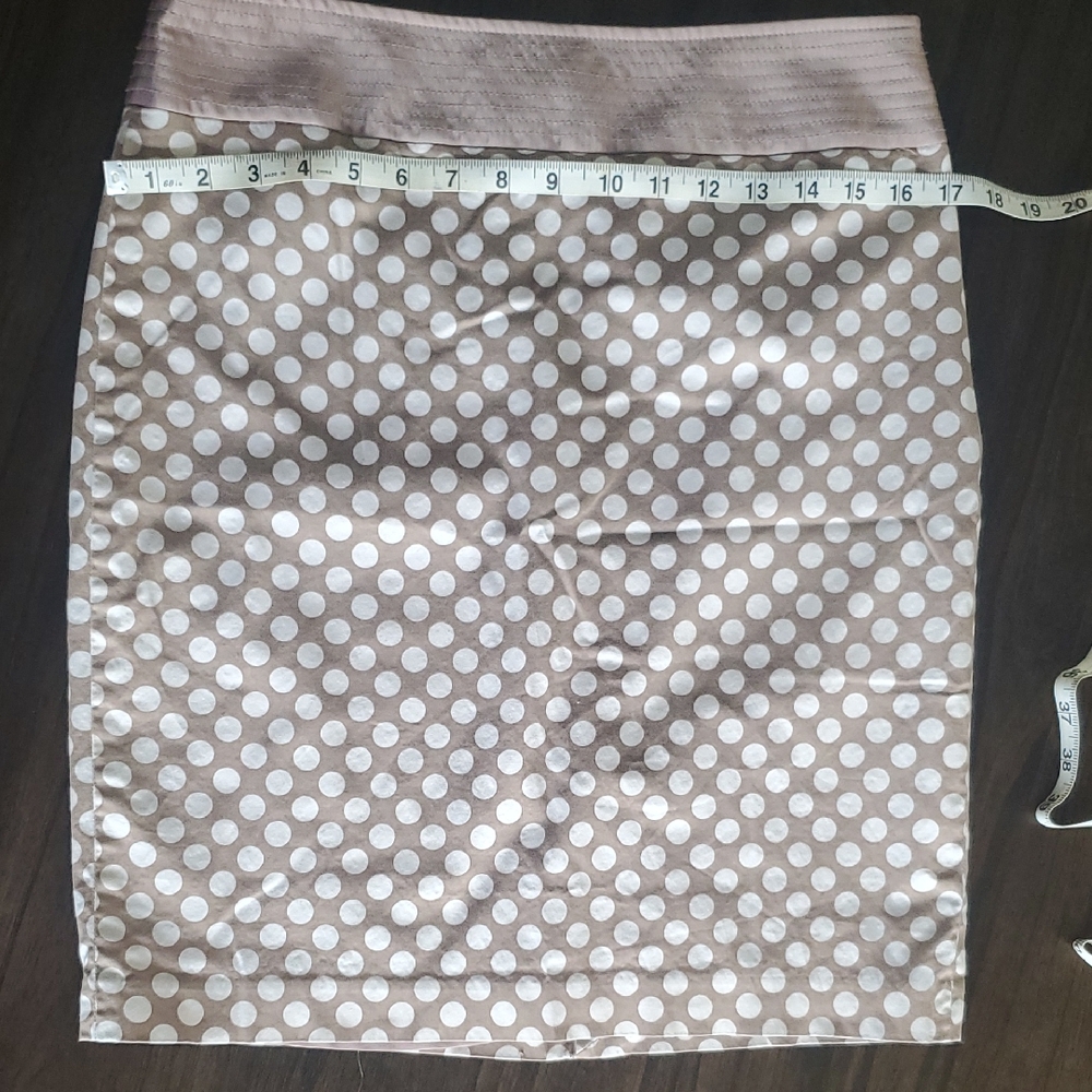 The Limited Tan and White Polka Dot Pencil Skirt